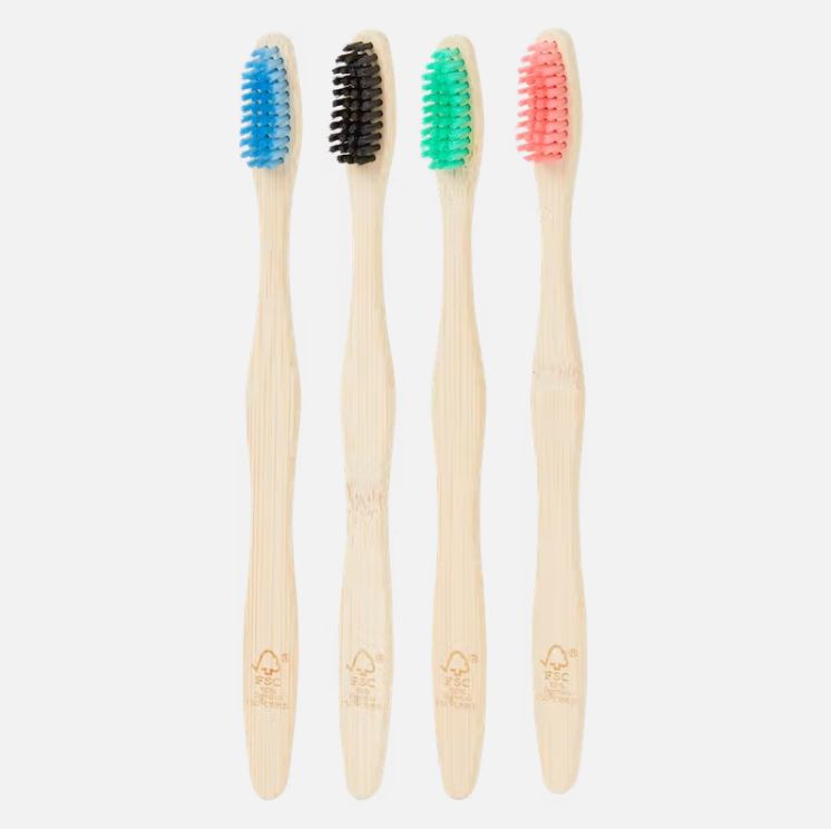 Bamboe tandenborstel 4pc multicolor