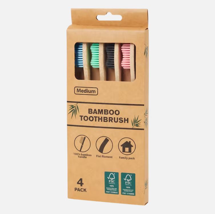 Bamboe brosse 4pc multicolor