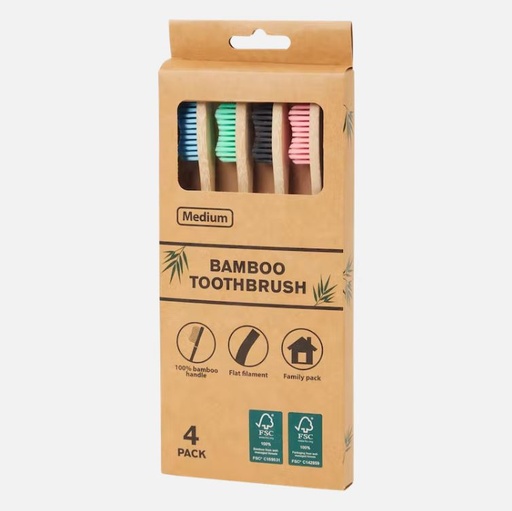 Bamboe brosse 4pc multicolor
